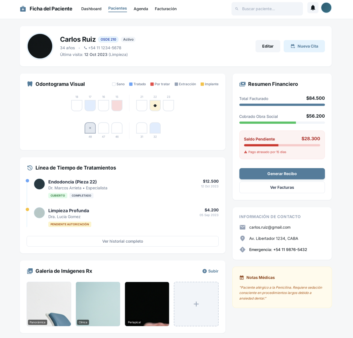 Ficha clínica digital del paciente